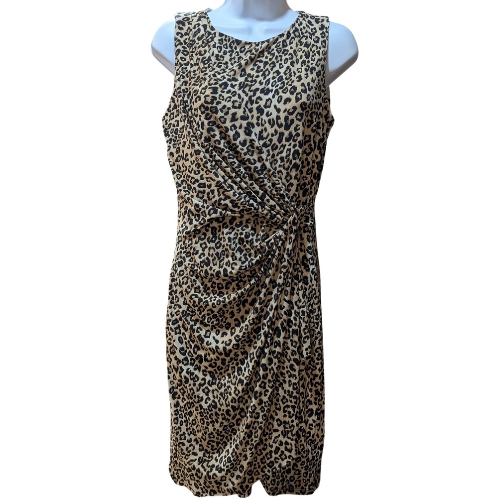 Premise Baby Leopard Print Ruched Sheath Dress Casual Chic Evening Date Night SM